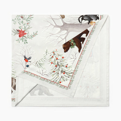 2 шт. Скатерть новогодняя "Этель" "Новогодее чудо" 150х110см +/-3см с вгмо, 100%хл, саржа 190гр/м2 бежевый