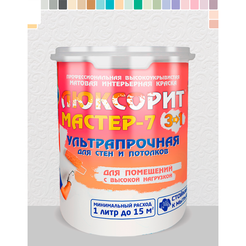 Краска для стен и потолков Люксорит МАСТЕР-7 3 в 1 белая 25 кг 1693₽