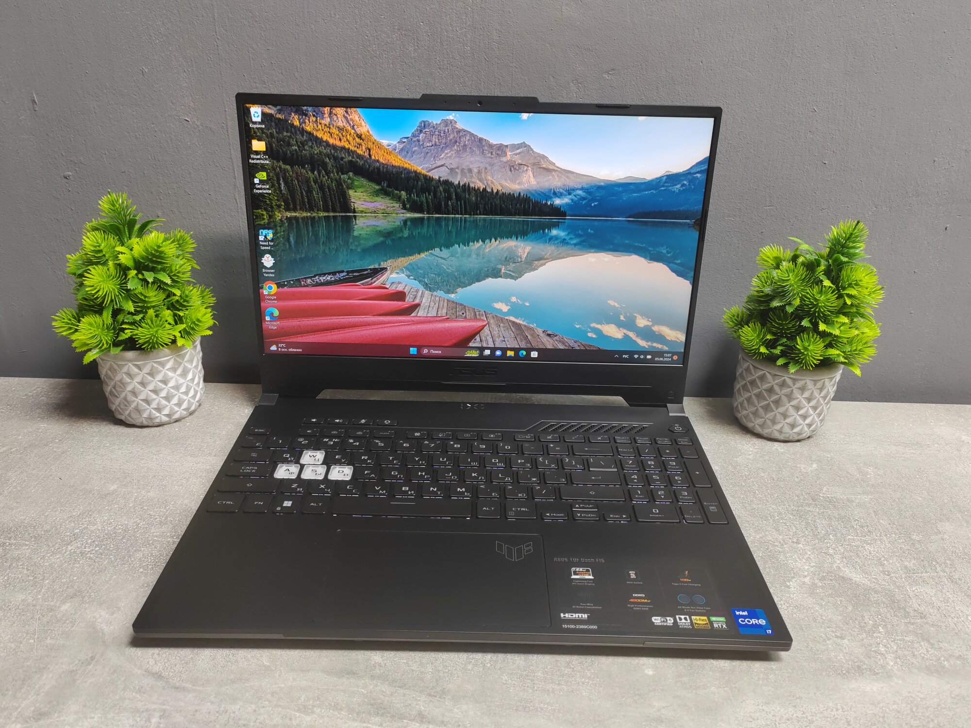Игровой ноутбук Asus Tuf Dash 15, 16gb, Intel Core i7-12650H, RTX3050, SSD512