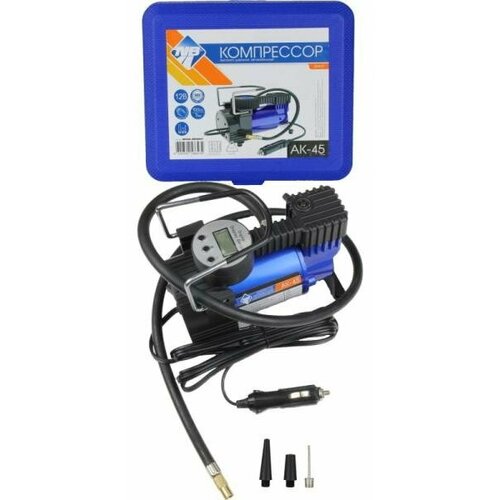 Nova Bright Компрессор АК-45, до 45 л/мин, 100 PSI, 12В, синий металлический корпус, пластиковый кейс, цифровой манометр, автостоп 36449