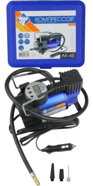 фото Nova Bright Компрессор АК-45, до 45 л/мин, 100 PSI, 12В, синий металлический корпус, пластиковый кейс, цифровой манометр, автостоп 36449