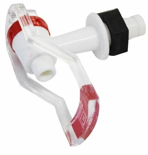 фото Кран кулера для горячей воды под кружку красный, наружная резьба