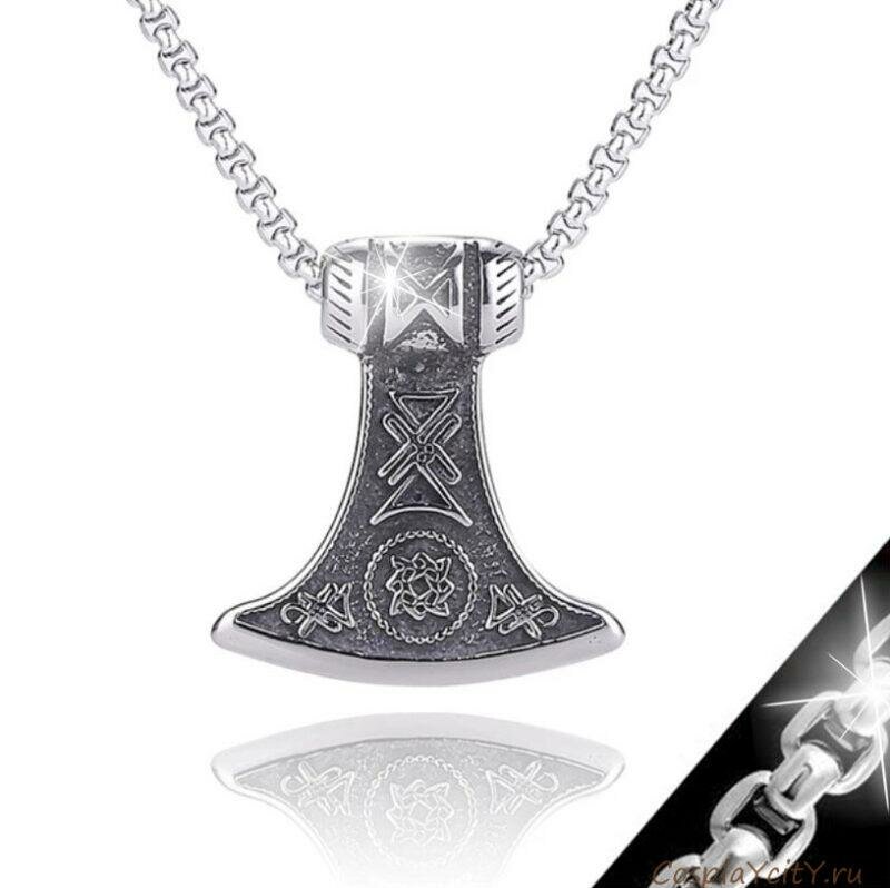 фото Мужской стальной кулон Топор Викинга SP316-5\steel-axe\