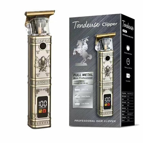 Профессиональная электрическая машинка для стрижки волос с масляной головкой универсальная перезаряжаемая с цифровым дисплеем и большим экраном металлический корпус белая отделка для взрослых - Square Knight 101000₽