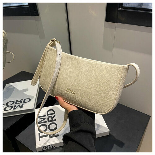 Сумка , фактура зернистая, экрю