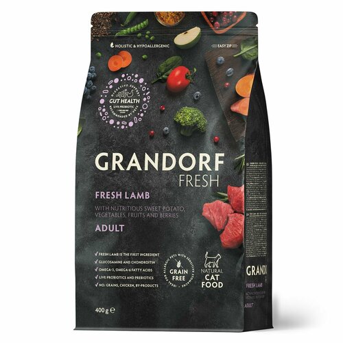 GRANDORF Fresh Cat ADULT Lamb&Sweet Potato (Свежее мясо ягненка с бататом для кошек) 400 г