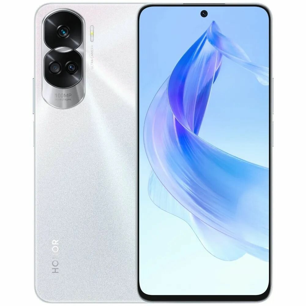 Смартфон HONOR 90 Lite 8/256 ГБ Ростест, 2 nano SIM, серебристый