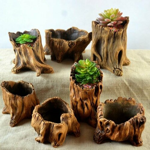 Горшок-кашпо для цветов, DAENERO, кашпо, мини горшок, идеально подойдет для кактуса, суккулентов, имитация коряги дерева