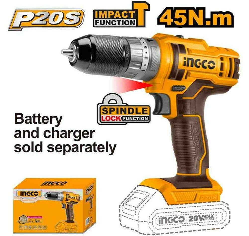 фото Дрель аккумуляторная Шуруповерт INGCO CIDLI201455 20B