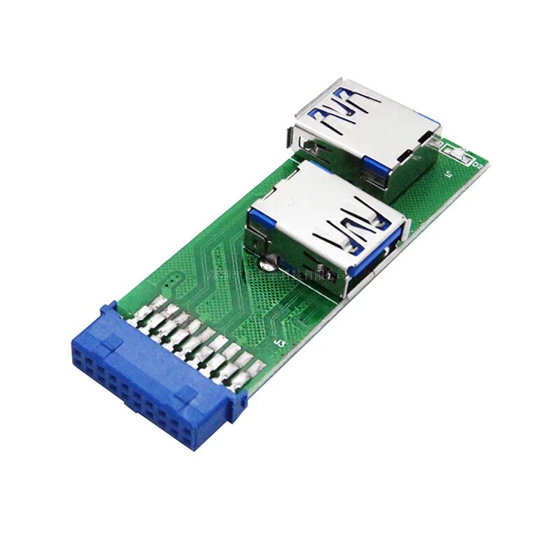 Внутренний адаптер для ПК с разъемом USB 3.0A 19Pin на USB 3,0 Female адаптер 20-контактный разъем для материнской платы к порту USB 3,0 female, USB (L R)