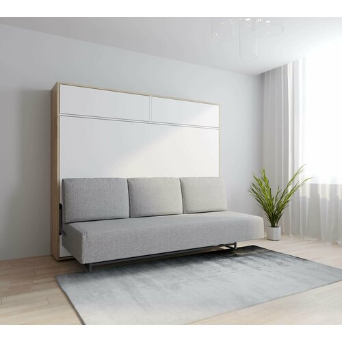 Шкаф кровать-трансформер с диваном Аджи Пуф 1400 с антресолью Лайт Сканд