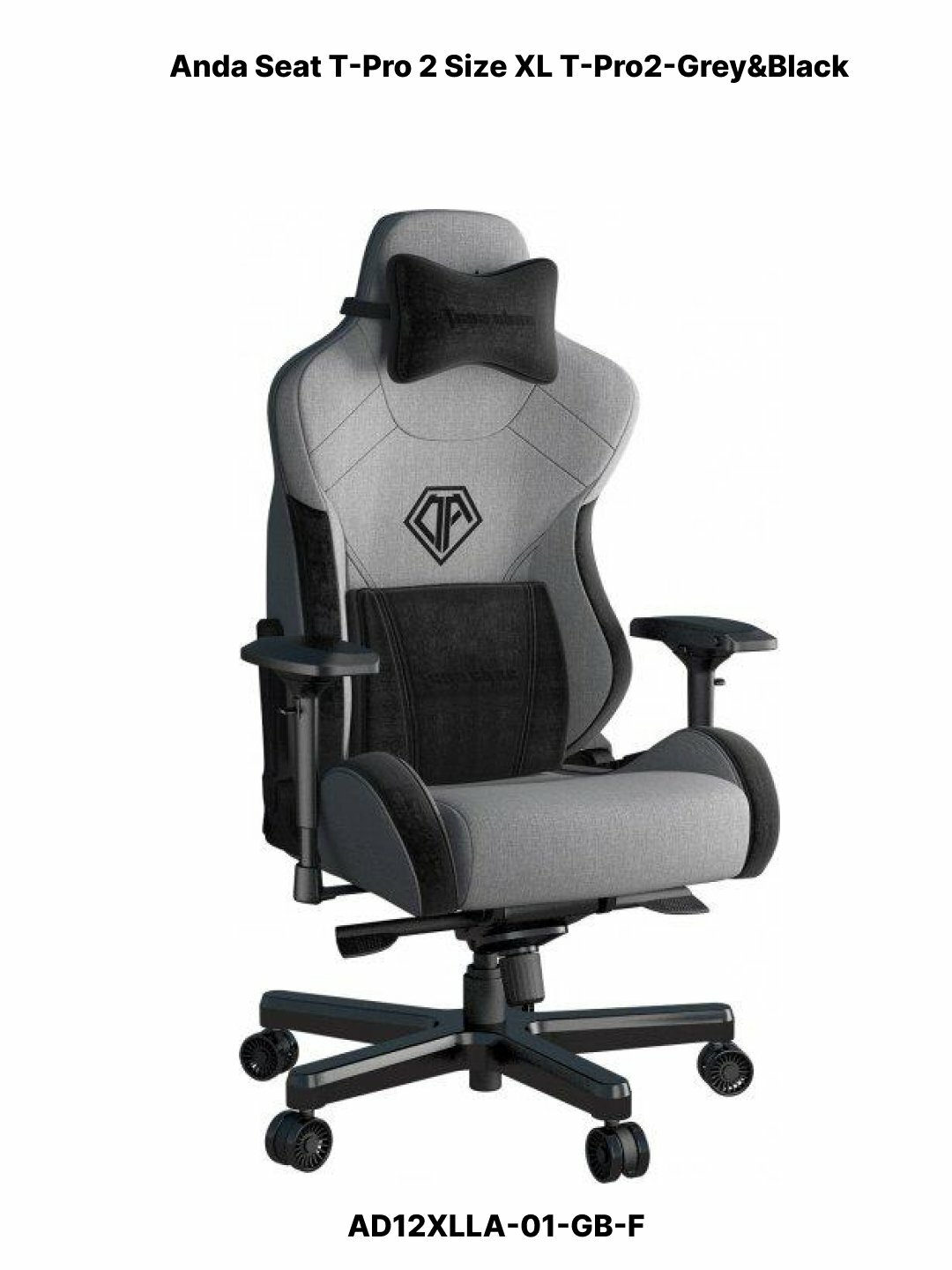 Игровое компьютерное кресло AndaSeat T-Pro 2 XL, ткань Grey/Black, AD12XLLA-01 GB-F — фото 1