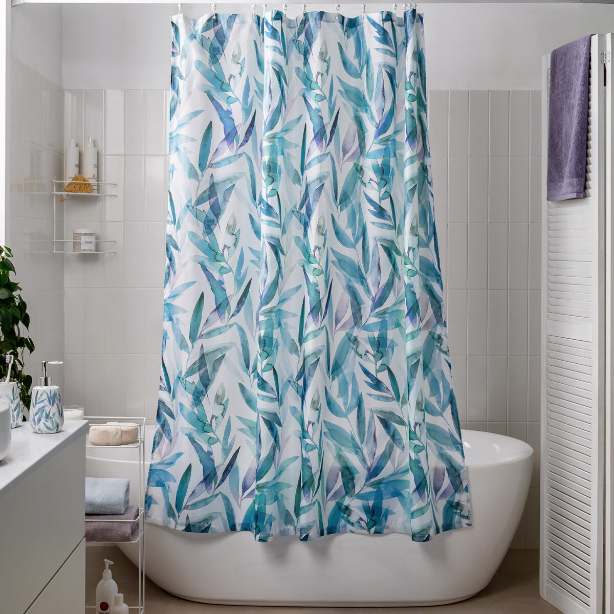 Штора для ванной тканевая 180х180 см Akvarel Moroshka цвет Голубой