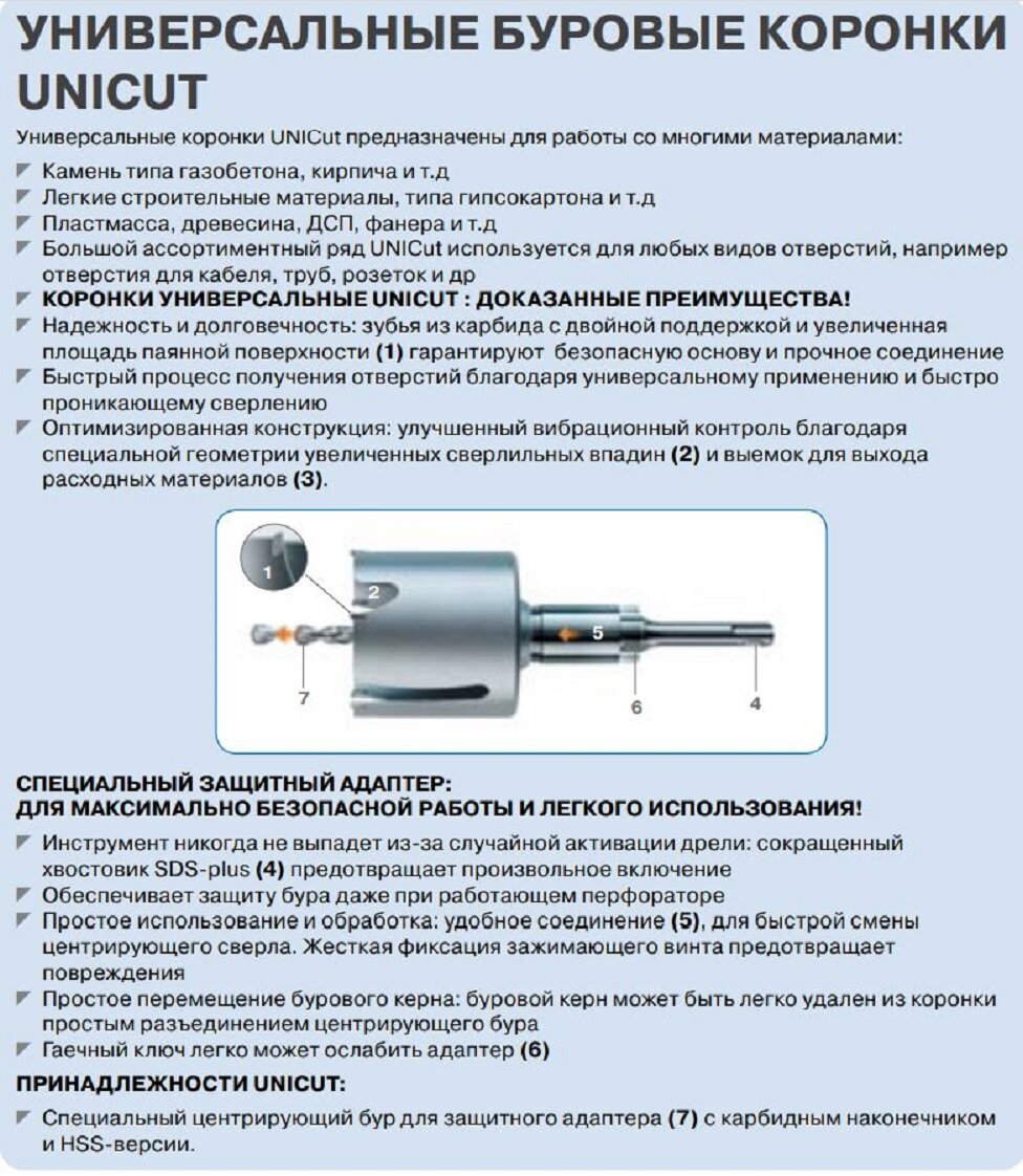 Коронки И Наборы Для Электроинструмента Коронка по бетону SDS Plus DREBO облегчённая с внутренней резьбой М16, 65х50 мм, артикул 7077