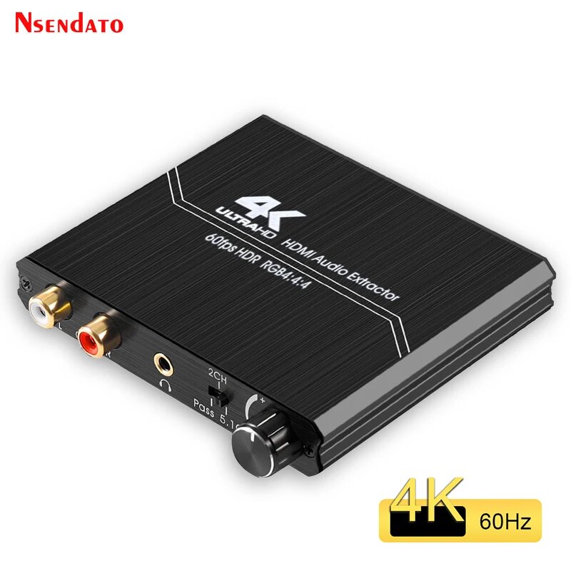 Аудио экстрактор TOSLINK SPDIF, 4k, 60 Гц, 2,0 каналов, R/L, EU Plug, Without box