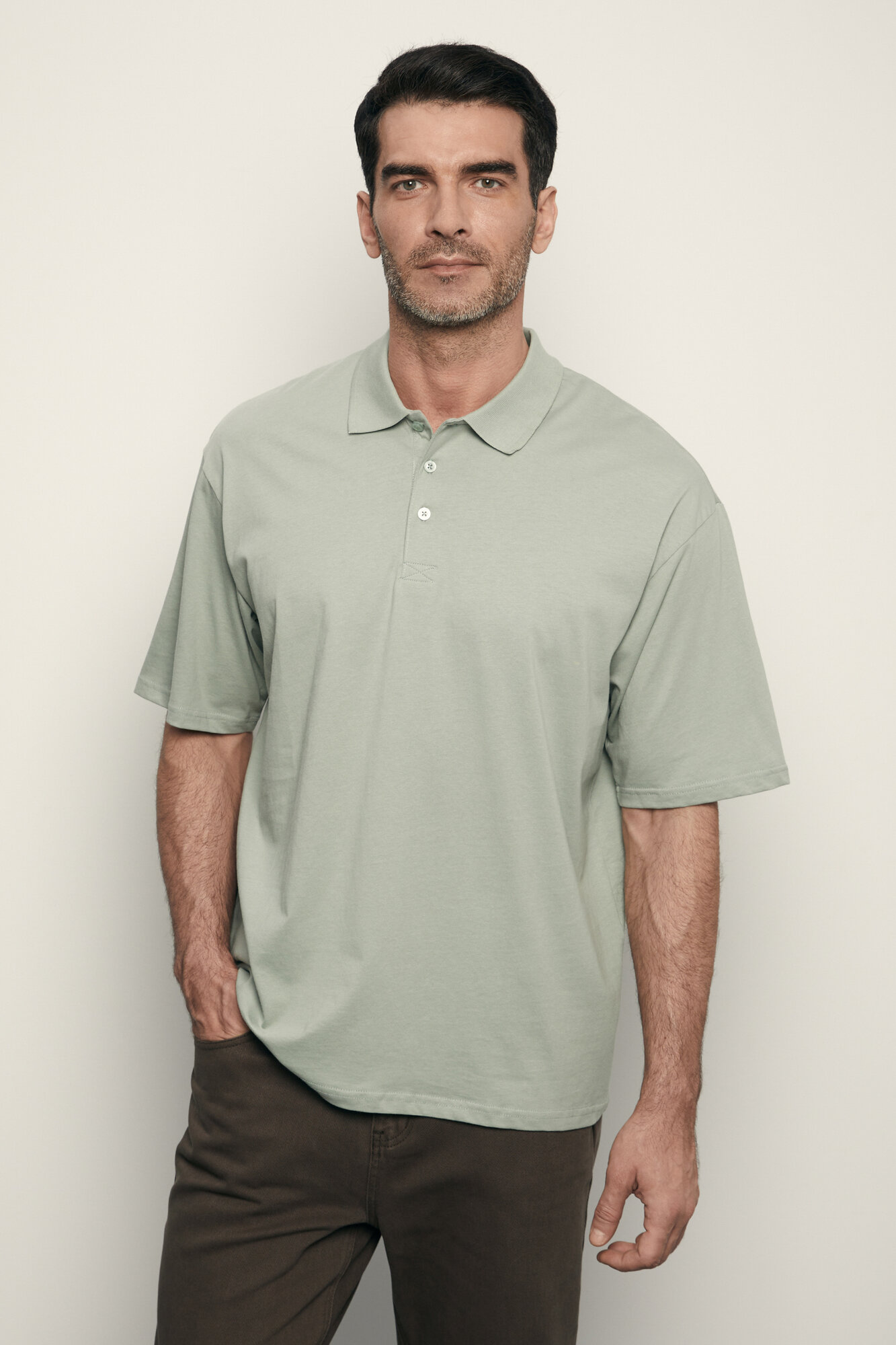 Поло FINN FLARE с коротким рукавом  размер XL 182 108 43   серо зеленый