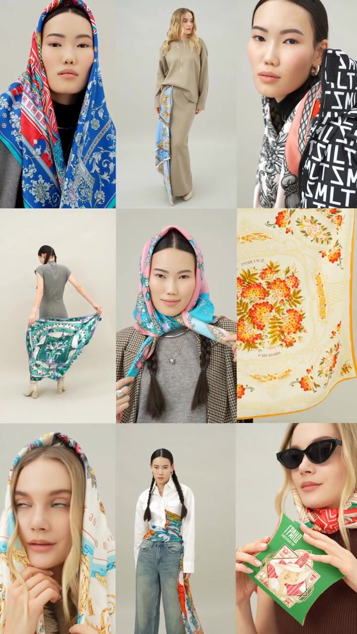 Платок Русские в моде by Nina Ruchkina Сады Востока для женщин,90х90 см, бежевый — фото 1