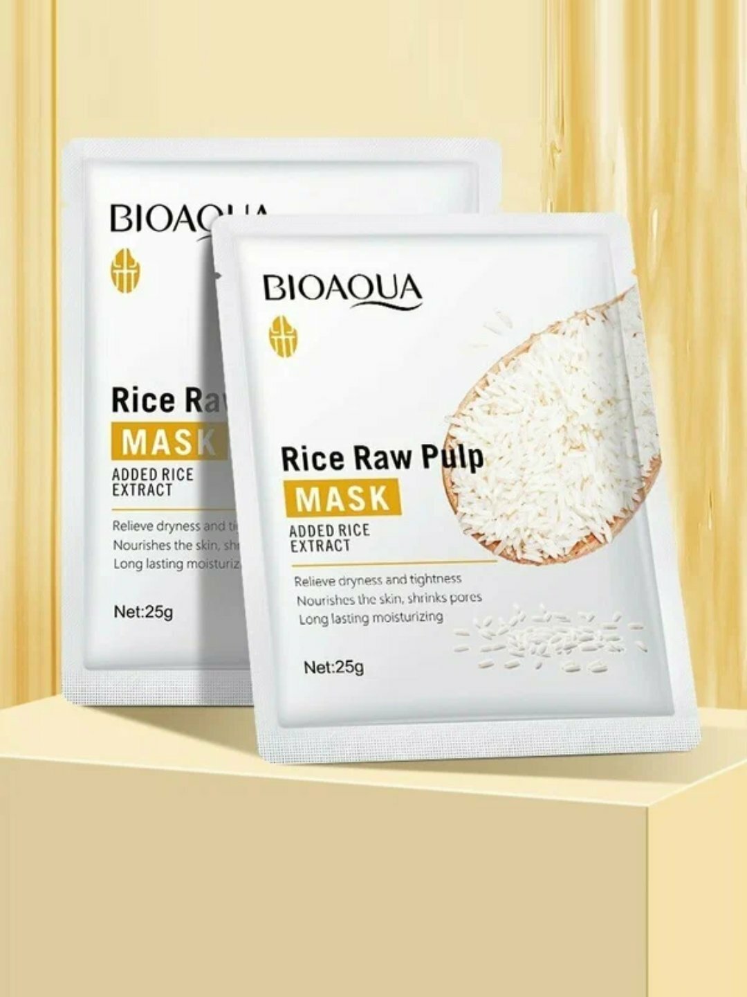 Тканевая маска Bioaqua "Rice Raw Pulp", с экстрактом риса, для лица