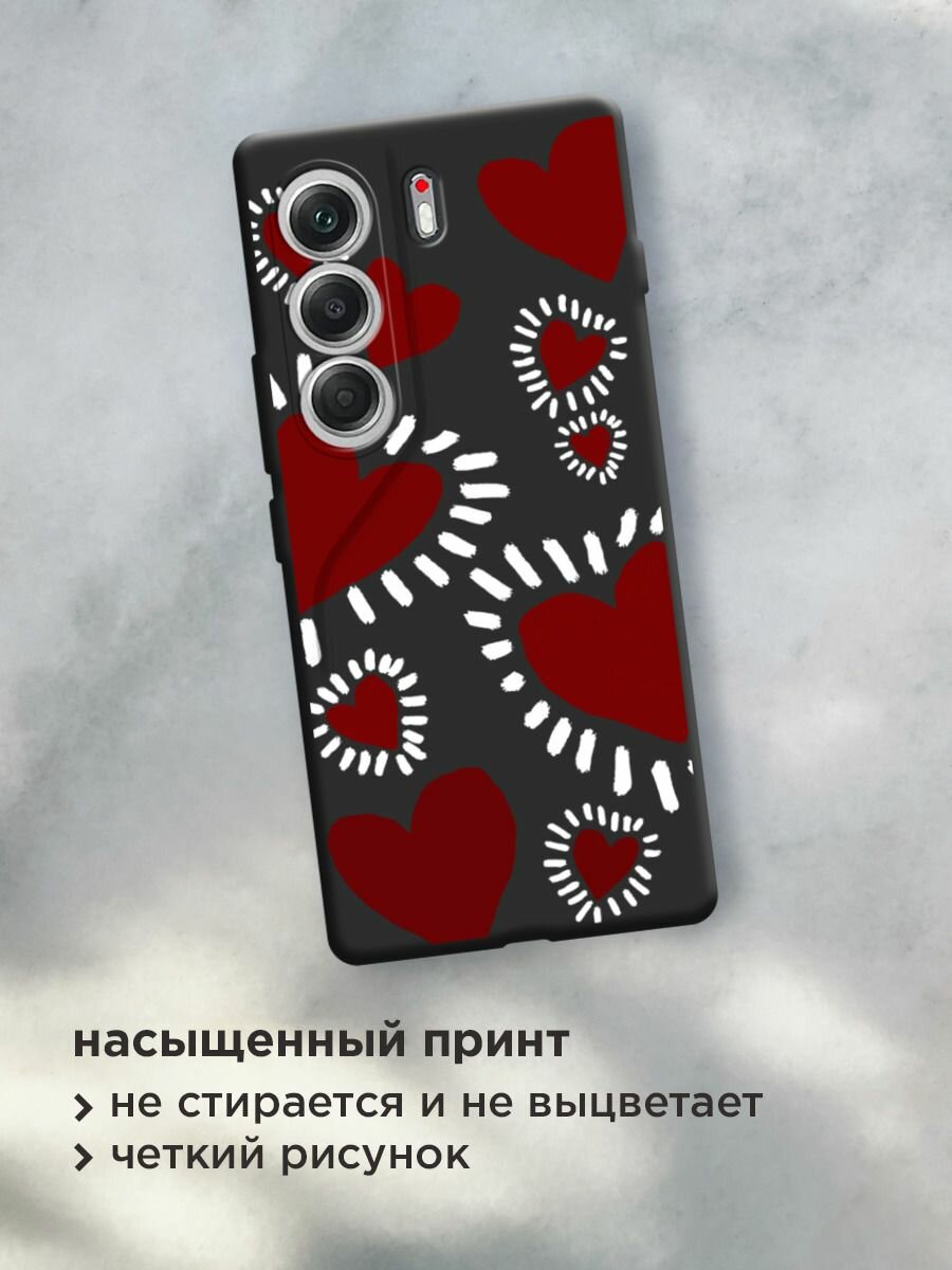 Чехол на Tecno Camon 40 / Текно Камон 40 с принтом "Бордовые сердца 2" — фото 1