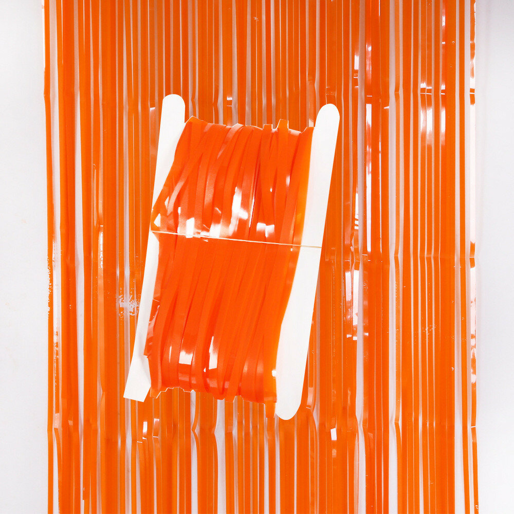 Штора дождь макароны оранжево-черные яркий хэллоуин для страшных мероприятий 1м оранжевый