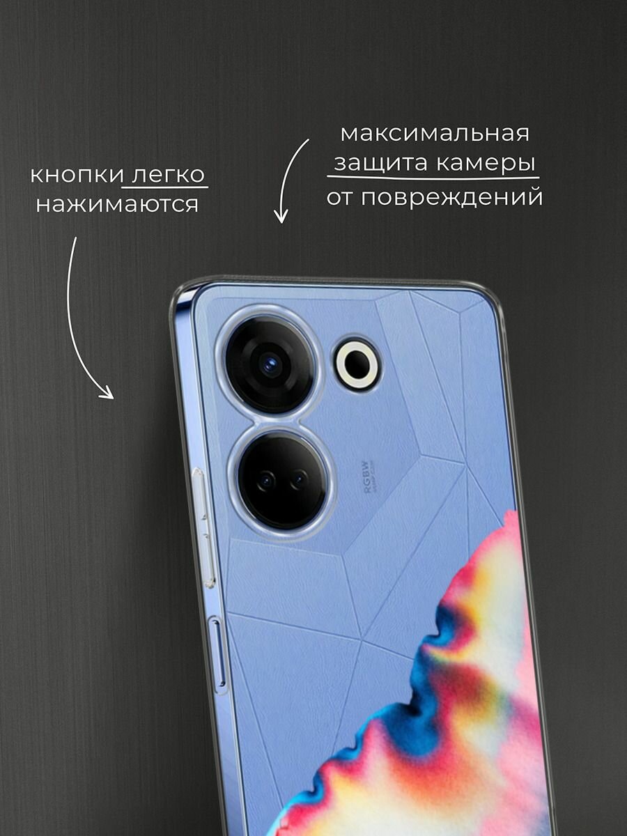 Чехол на Tecno Camon 20/20 Pro 4G / Текно Камон 20/20 Pro 4G с принтом Розовая акварель, прозрачный — фото 1