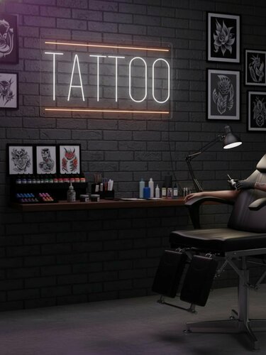 Изображение товара Неоновая вывеска "Tattoo" 50х30 см, неоновая надпись, LED светильник для тату-салона