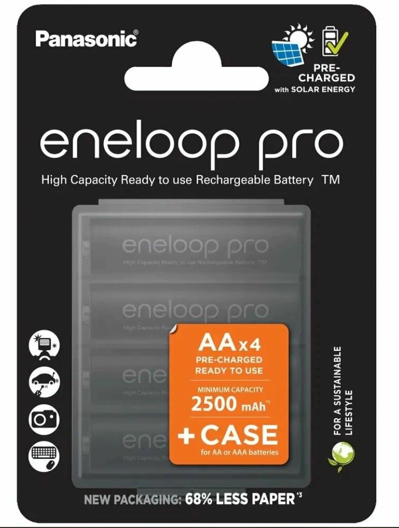 Аккумулятор PANASONIC Eneloop Pro AA 2500 4BP (BK-3HCDEC4BE) с кейсом