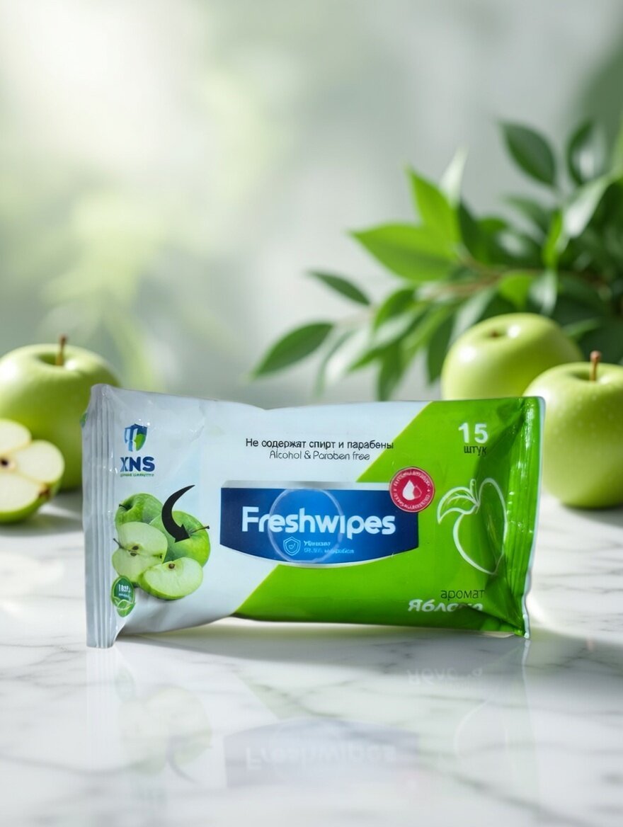 Влажные салфетки XNS Kids / Фруктовый/ 15 шт гипоаллергенные детские без спирта и парабенов