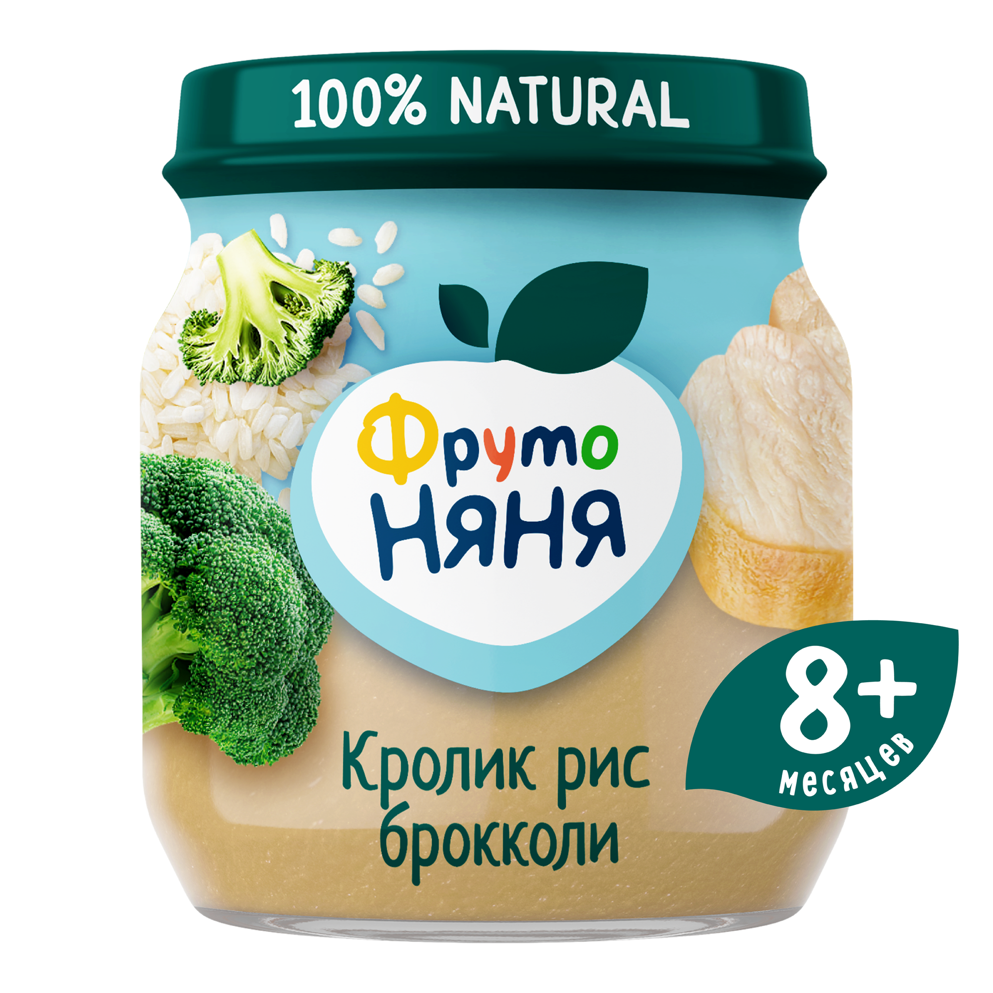 Пюре ФрутоНяня из кролика, риса и брокколи, с 8 месяцев, 100 г, 6 шт.