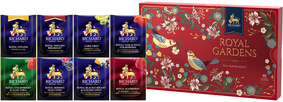 Чай ассорти Richard (Ричард) "ROYAL GARDENS TEA ASSORTMENT. Красный" 40 сашет