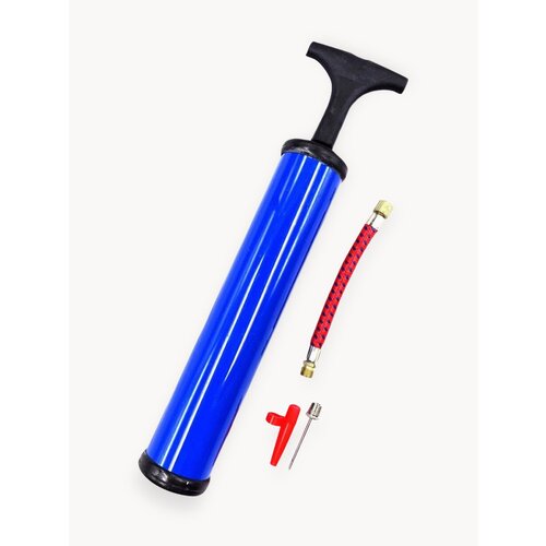 Насос большой для мячей с иглой, шлангом и насадкой, синий