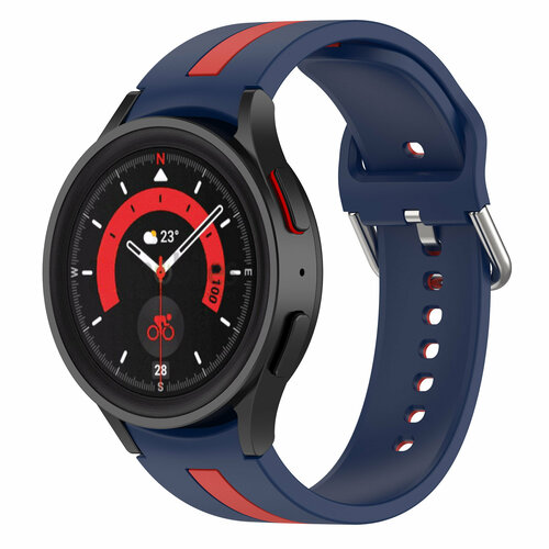 Двухцветный силиконовый ремешок для Samsung Galaxy Watch 4/5/6, сине-красный
