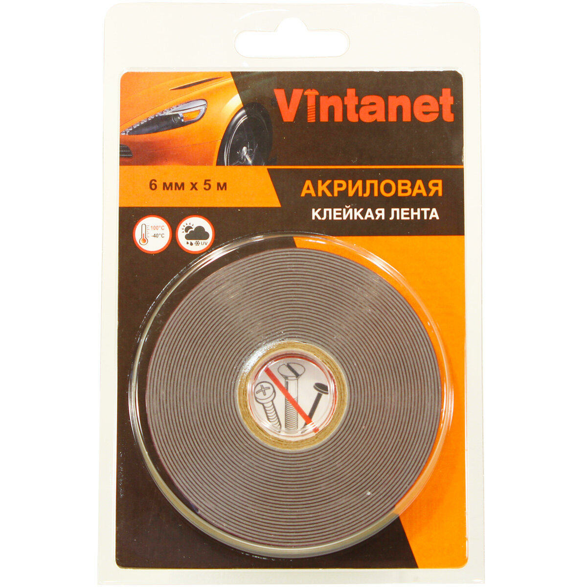 Лента клейкая двусторонняя акриловая 8049 Vintanet, цвет серый, 6 мм х 5 м - фото №3