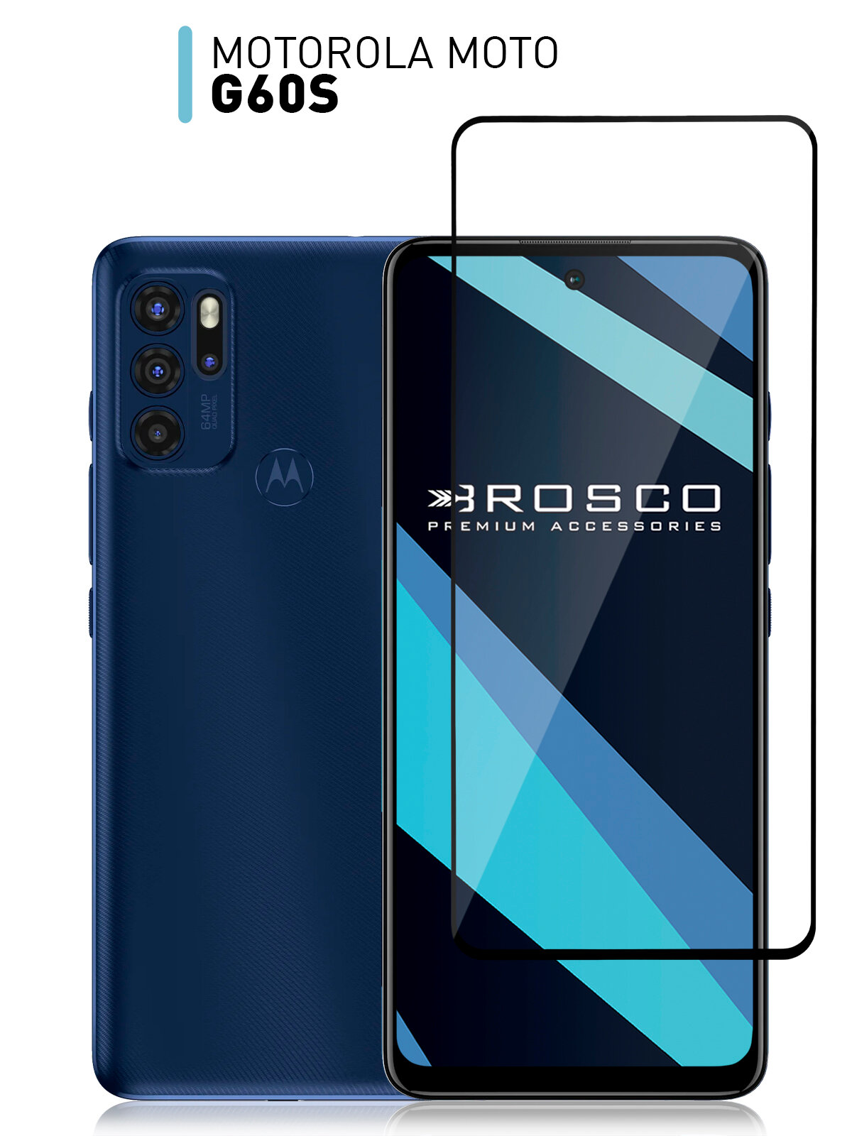 Защитное стекло ROSCO для Motorola Moto G60S (Моторола Мото Джи 60С) с премиальным олеофобным покрытие, легко наклеить, прозрачное с черной рамкой