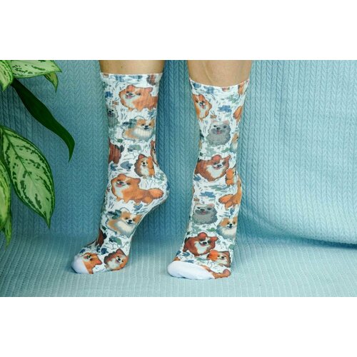 фото Носки , размер 36/41, зеленый, оранжевый хлопковые cotton print