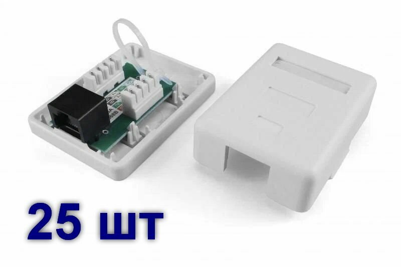 Интернет-розетка Hyperline SB2-1-8P8C-C5E-WH для RJ-45(8P8C), одинарная, внешняя