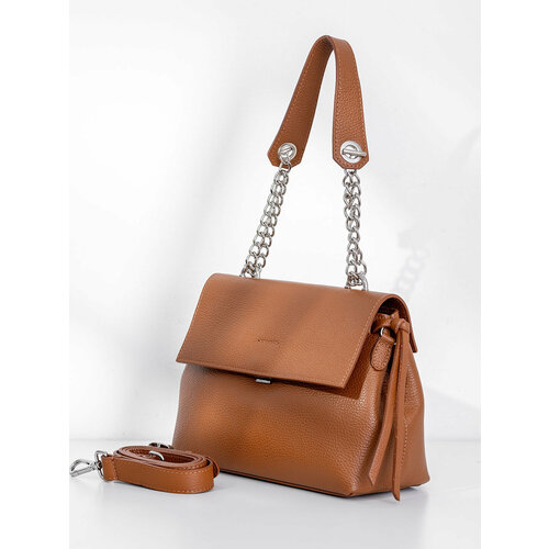 фото Сумка сэтчел steffalini, фактура зернистая, коричневый