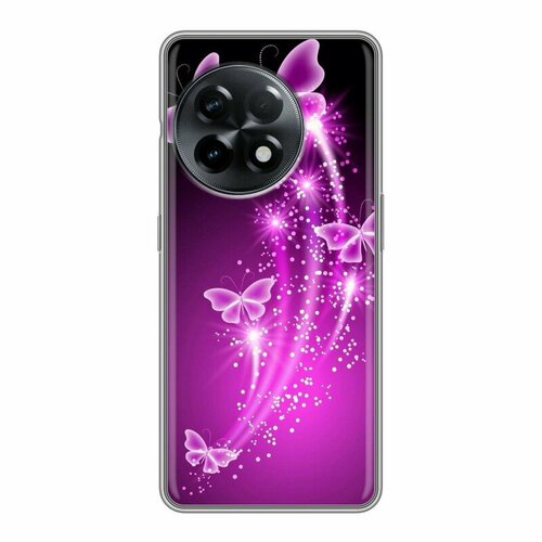 Дизайнерский силиконовый чехол для ВанПлюс Асе 2 / OnePlus Ace 2 Бабочки фиолетовые