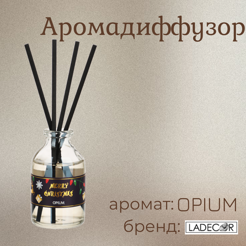Аромадиффузор LADECOR в декоративном черном флаконе, 30 мл