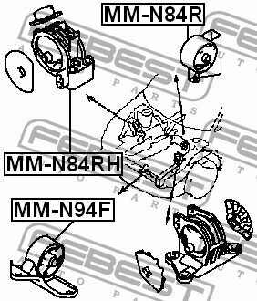 Подушка двигателя передняя (MITSUBISHI CHARIOT/SPACE WAGON GRANDIS N84W/N94W 1997-2003) FEBEST, MMN94F FEBEST MM-N94F