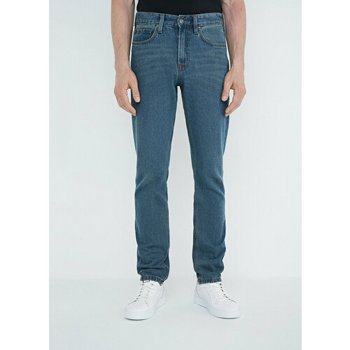 джинсы зауженные edwin полуприлегающий силуэт средняя посадка размер 32 32 бежевый Джинсы зауженные O'STIN, размер 33/34, синий