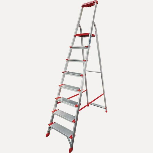 Изображение товара Профессиональная стремянка Новая Высота NV3118, 1x8 ступеней 130 мм, органайзер, Max нагр. 225 кг, 2К башмаки, 3118108