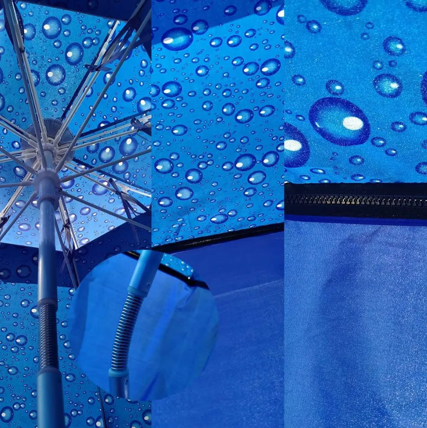 Пляжный зонт со съемной шторкой 2,2 м, сине-серебристый, карповый зонт - фотография № 2