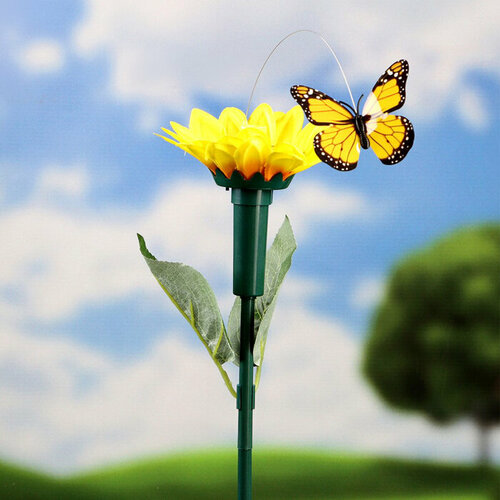 Штекер летающий Подсолнух с бабочкой, микс, TAKE IT EASY, материал пластик take it easy кашпо керамическое совенок 8 9 9см цвет микс