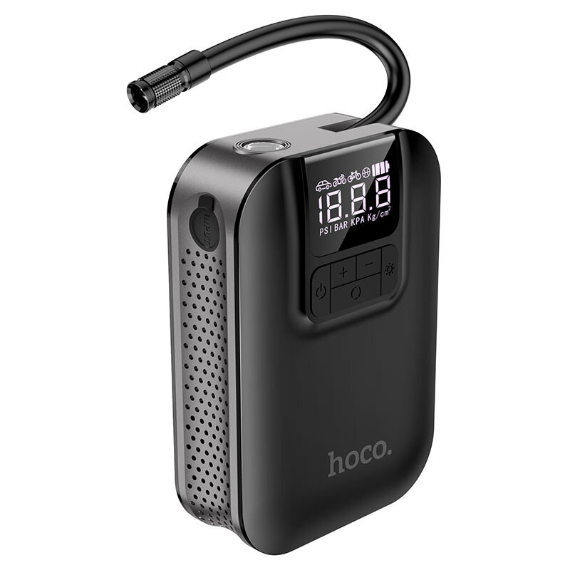 Автомобильный беспроводной компрессор с аккумулятором HOCO S53 Breeze portable smart air pump 2500 мАч, черный — фото 13