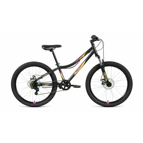 Велосипед подростковый горный с колесами 24 Forward Iris 24 2.0 D рама 12 черно-розовый 6 скоростей 2022 год
