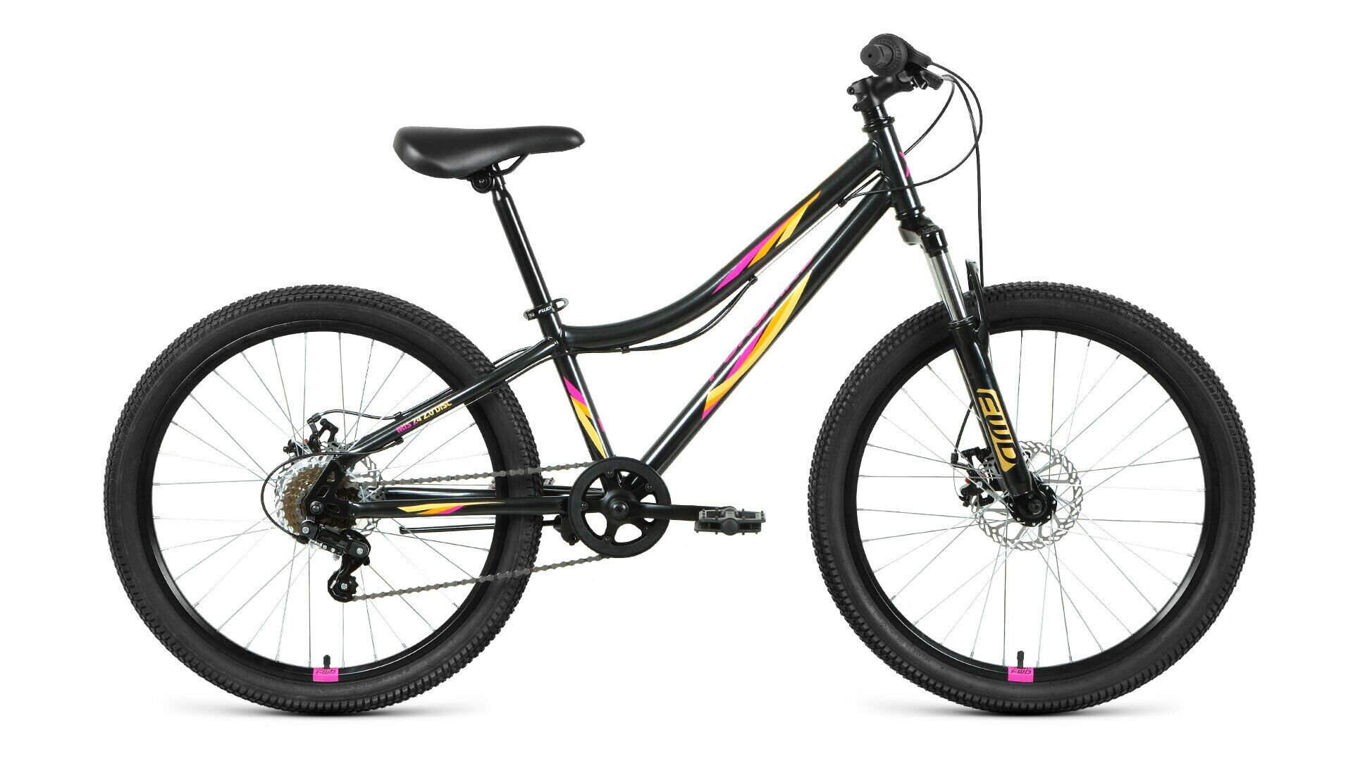 Подростковый горный (MTB) велосипед Forward Iris 24 2.0 Disc (2022), рама 12, черно-розовый