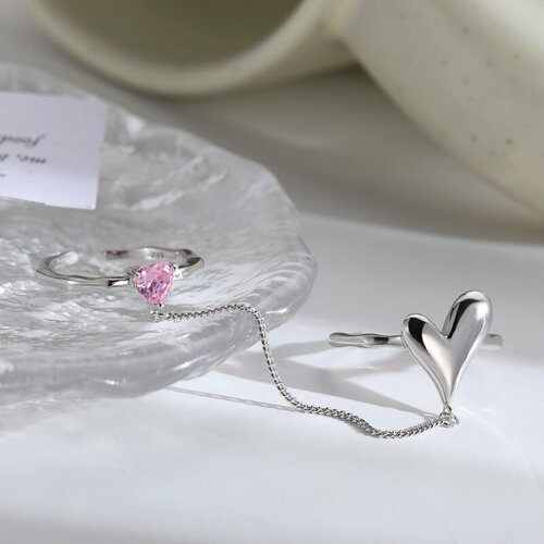 Кольцо, циркон, безразмерное, серебряный