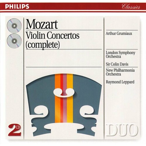 AUDIO CD Mozart: Violin Concertos Nos. 1 / 5 etc. Arthur Grumiaux, London Symphony Orchestra, New Philharmonia Orchestra, Raymond Leppard, Colin Davis (2 CD) dvorak a symphony no 8 mozart w a bassoon concerto k 191 bartok b concerto for orchestra los angeles philharmonic mehta