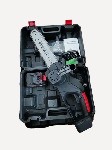 Изображение товара Пила аккумуляторная "цепная" электропила (12 дюймов) 'с масляным насосом' / 48V пила аккумуляторная цепная, 1 батарея, чемоданчик, защитный кожух